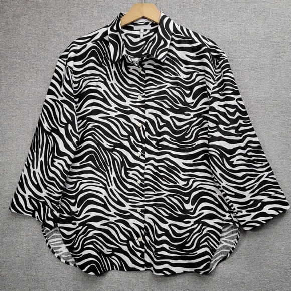 HINSON WU AILEEN LUXE LINEN 3/4 SLEEVE SHIRT, SIZE X1 - Picture 1 of 7